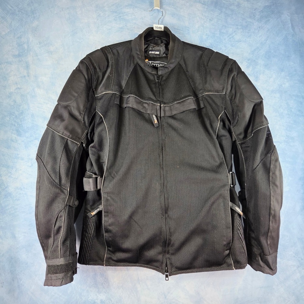 Xelement Mens Black Mesh Armored Motorcycle Riding Jacket Zip Out Liner XL